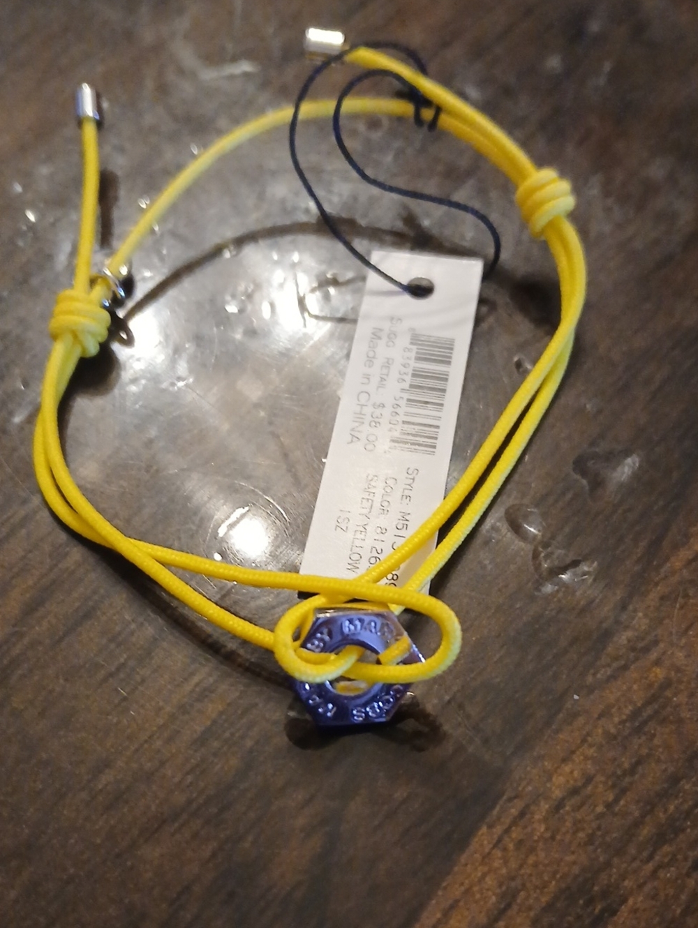 Marc Jacobs Yellow Cord Bracelet with Silver Accent Charm